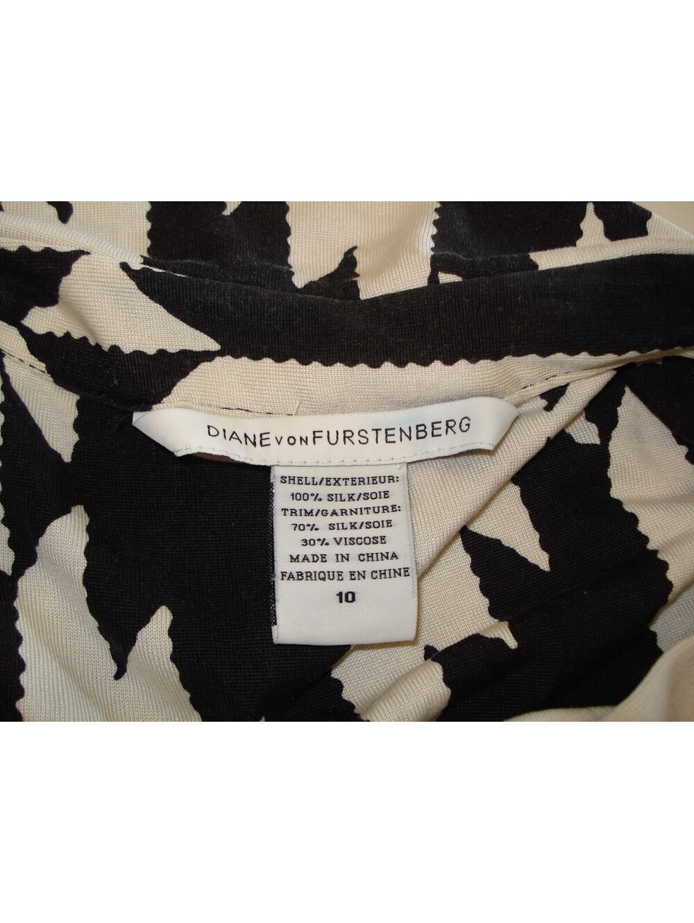 Diane Von Furstenberg / DVF Golda Silk Shirt Dress Geometric Black White Print - Picture 5 of 10